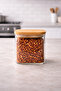 Bamboo Borosilicate 700ml Rectangular Heat-Resistant Jar with Lid Kw-521