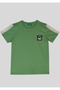 Green Shoulder Stripe and Embroidered Logo Boys' T-Shirt