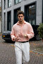 Yurin Men's Premium Muslin 100% Cotton Oversize Pink Long Sleeve Shirt - 3