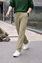 Men's Elastic Trend Basic Loose Green Linen Trousers - 3