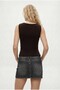 Women's Willy Lux Touch Sleeveless Front Invisible Zipper Piece Brown Knitted Blouse - 5