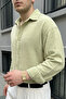 Yurin Men's Premium Muslin 100% Cotton Oversize Light Green Long Sleeve Shirt - 7