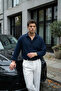 Yurin Men's Premium Muslin 100% Cotton Oversize Navy Blue Long Sleeve Shirt - 2