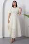 Crew Neck Balloon Sleeve Rose Tulle Dress Grs3876 - 4