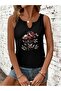 Women's Floral Printed Half V-Neck Sleeveless Regular Fit Casual T-Shirt - 3
