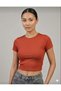 Women's 4-Pack Corded Fabric Ribbed Knit Cotton Pack Body-Fitting Crew Neck T-Shirt-Tank Top Set C Cropped Blouse - 3