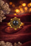 Natural Stone Brass Ring - 3