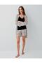 Women's Black 3-Piece Pajama Set – 50% Cotton 50% Modal, Camisole Top, Shorts and Patterned Kimono - 2