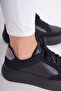 Women's Black Lace-Up Thick Soled Sneakers Sneakers - 7