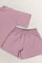 Girl's Stone Decorated Shorts Top and Bottom Set 4-12 Years 12561 - 3