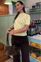Light Yellow Crew Neck Women's Knitwear T-Shirt Mg2703 - 7