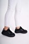 Women's Black Lace-Up Thick Soled Sneakers Sneakers - 5