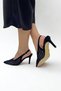 Black Suede Sheer Detailed Heeled Shoes Gd340 - 3