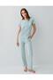 Women's Short Sleeve Pajama Set – 50% Modal 50% Cotton, Striped Long Bottom, Comfortable Fit - 2