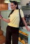 Light Yellow Crew Neck Women's Knitwear T-Shirt Mg2703 - 5