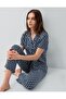 Women's Buttoned Boxed Pajama Set – 50% Cotton 50% Modal, Top Short Sleeve and Buttoned, a