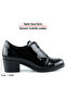 Brittany Black Patent Leather Genuine Cowhide Leather Si Zippered Block Heel Pack Casual Shoes - 4