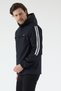 Men's Sports Raincoat Navy Blue – Hooded , White Striped Detail , Lightweight Windbreaker, Outdoor Transitional - 3