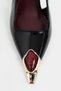Viper Black Patent Leather Gold Framed Stone Accessory Detail Pointed Toe Women's Heeled Shoes - 6