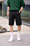 Men's Trend High Waist Long Black Cargo Pocket Shorts