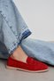 Bery Red Genuine Suede Leather Flat Sole Women's Loafers - 3