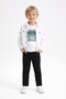 White Long Sleeve Buttoned Shirt and T-Shirt Boys' 3-Piece Pants Set 23756