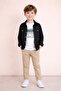Black Long Sleeve Buttoned Shirt and T-Shirt Boys' 3-Piece Pants Set 23755