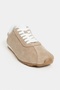 Ladin Beige Suede Leather Flat Sole Lace-Up Women's Sports Shoes - 6