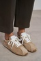 Ladin Beige Suede Leather Flat Sole Lace-Up Women's Sports Shoes - 3