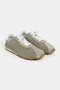 Ladin Light Green Suede Leather Flat Sole Lace-Up Women's Sports Shoes - 4