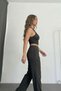 Bürümcük Fabric Women's Top and Bottom Set with Elastic Waist Pants |   Double Pocketed Comfortable Daily Stylish Combination Black - 3