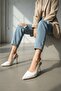 Dolipa White Patent Leather Side Buckle (8 cm) Pointed Toe Heeled Shoes - 3