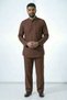 Brown Wide Fit 100% Cotton Muslin Men's Hajj and Umrah Set - Elegant Collar, Long Sleeves, Comfortable
