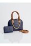 Women's Chain Detail Luxury Handbag & Shoulder Bag and Wallet Combination Shopper Bag Size: 25X22 cm - 3