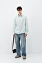 Textured cotton oversize shirt blue - 6