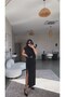 Black Maxi Slit Detailed Cool Belt Piece Premium Skirt - 3