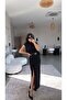Black Maxi Slit Detailed Cool Belt Piece Premium Skirt - 2