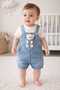 Unisex Baby Teddy Bear Print Denim Salopet Jumpsuit T-Shirt Set-Summer 9-12-18 Months