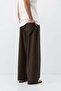 Super Baggy Fit Linen Trousers Brown - 6