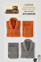 6 Piece Striped Bathrobe Set 100% Cotton Certified + Gift Leopard 2-Piece Coffee Cream Hand Towel Dowry - 3