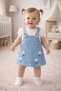 Baby Girl Salopet Daisy Embroidered Denim Gilet and Blouse Set / Holiday Dress 6-9/9-12/12-18/18-24 Months