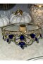 Dark Blue Crystal Stone Gold Plated Princess Crown Elegant Birthday Hair Accessory - 2