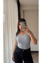 Women's Baby Blue Crew Neck Cotton Pack Soft Basic Blouse - 4