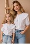 Mother Daughter Shawl Collar Design Buttoned Shirt the Price Is for One Item. (There Are Lines in the Fabric's Texture)
