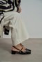 Tedy Black Patent Leather Buckle Detail Open Back Short Heeled Women's Shoes Ballet Flats - 7
