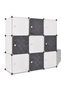 Cube storage cabinet, 9 compartments, black and white