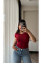 Women's Burgundy Crew Neck Cotton Pack Soft Basic Blouse - 4