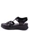 Dza07-600011 Black Daily Orthopedic Leather Women's Sandals - 3