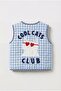 Unisex Kids Cotton Pack Blue Gingham Cat Applique Quilted Vest - Cool Cats Club