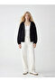 Black Soft Touch Oversized Women's Zippered Sweatshirt - 2
